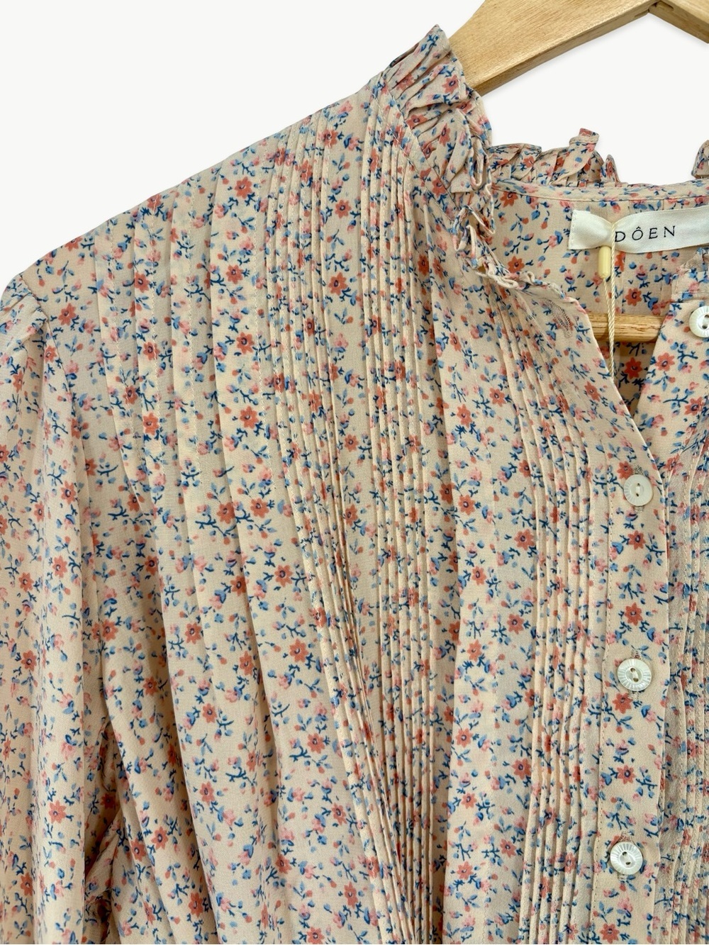 DÔEN Cézanne Silk Blouse Size Small in Peach Martha’s Garden Floral Rare NWT - Picture 12 of 14